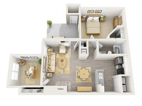 a floor plan with a bedroom and a living room
